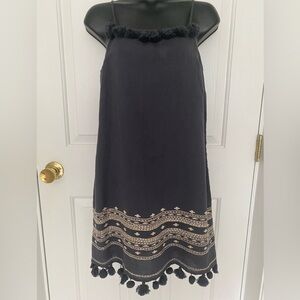 Chan Luu, Small, Cotton/Linen sun dress with lining. Navy/slate blue.